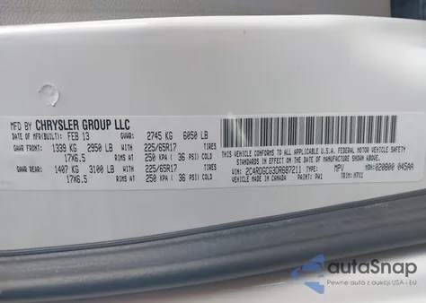 2013 Dodge Grand Caravan Sxt from USA, damaged, VIN 2C4RDGCG3DR687211